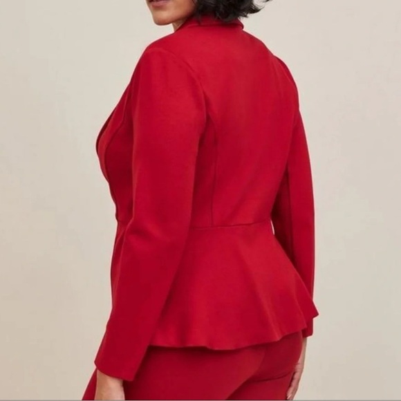 Torrid Studio Luxe Ponte Peplum Red Blazer Nylon Blend Womens Plus Size 6X - Picture 2 of 15